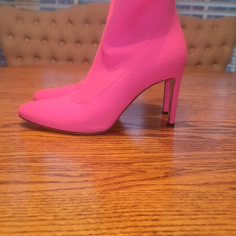 Giuseppe Zanotti Barbie Neon Hot Pink Fabric Ankle Shoes Heels Boots